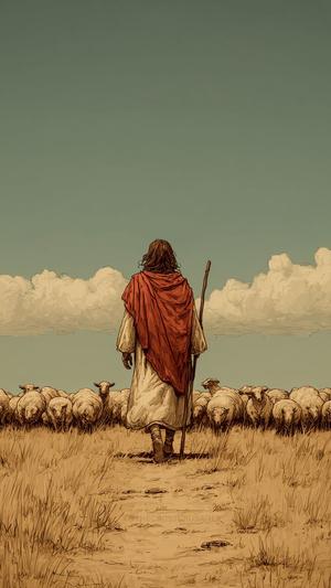 Jesus the Good Shepherd – Peaceful Christian Art of Christ Leading His Sheep.jpg